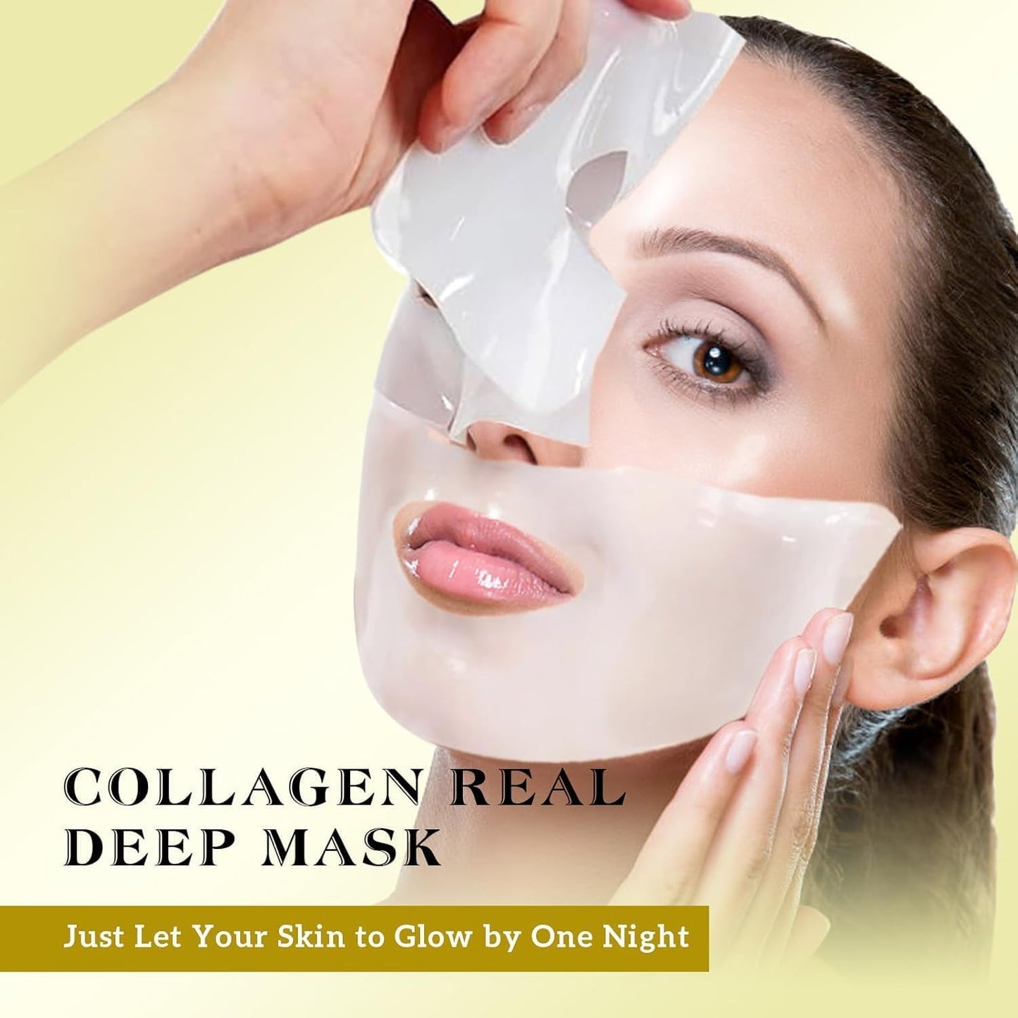 Bio-Collagen Real Deep Anti-Wrinkle Lifting Overnight Mask, Deep Collagen Hydrating Hydrogel Face Mask with Low Molecular Weight Collagen for Pore Minimizing, Lifting, Firming, Moisturizing, 17 Packs