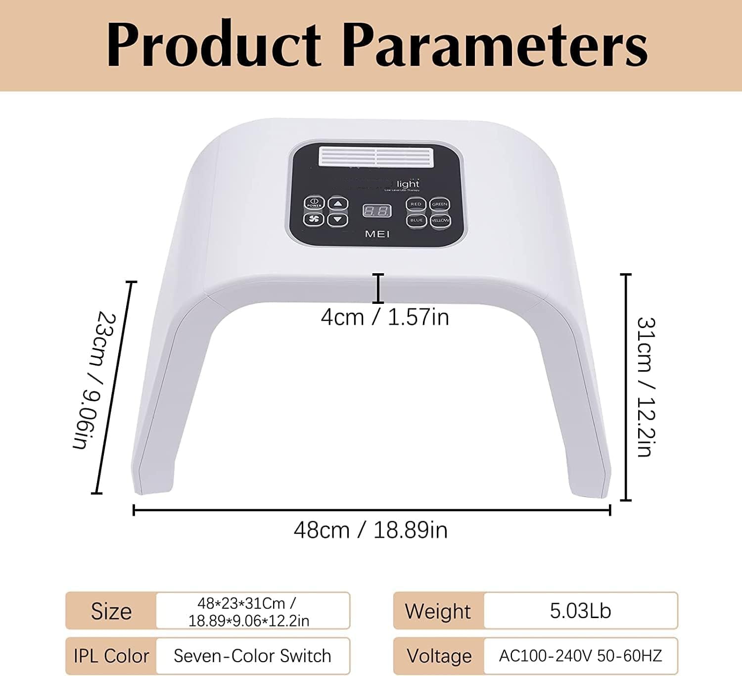 Infrared Light Therapy Led Facial Light Therapy Mask-Derma Plus, Photons Facial Skin Care Machine LED Beauty Mask Therapy Beauty Machine