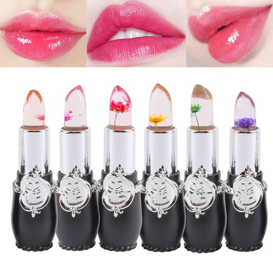 Petal Jelly Color Changing Lipstick, Non Staining Cup, Non Fading, Long-Lasting Moisturizing, Warm and Moisturizing Lipstick for Women Lip Glow Gloss Lipgloss Brown Lip