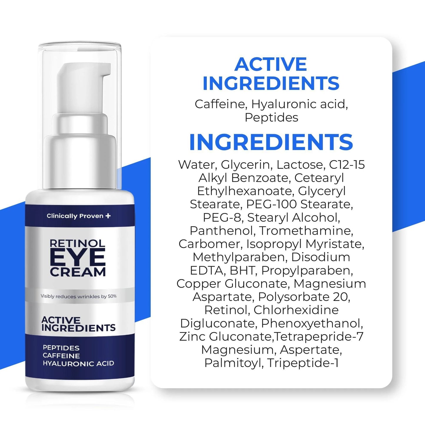 Retinol Eye Cream for Puffiness and Bags under Eyes Hyaluronic Acid Peptide