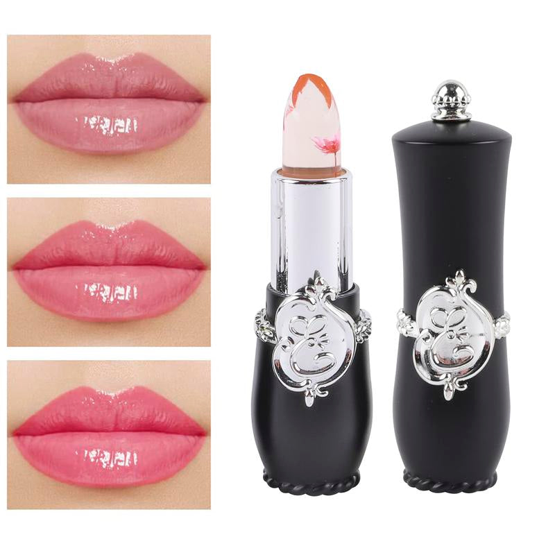 Petal Jelly Color Changing Lipstick, Non Staining Cup, Non Fading, Long-Lasting Moisturizing, Warm and Moisturizing Lipstick for Women Lip Glow Gloss Lipgloss Brown Lip