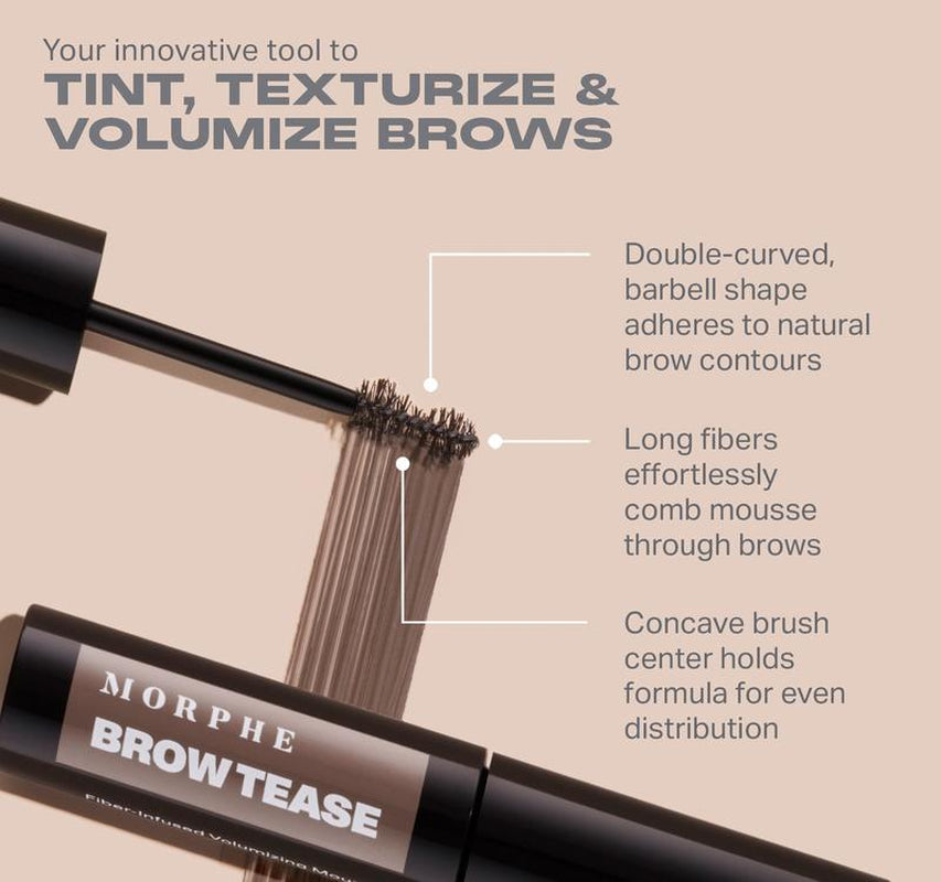 Morphe Brow Tease Fiber-Infused Volumizing Mousse, Eyebrow Tint