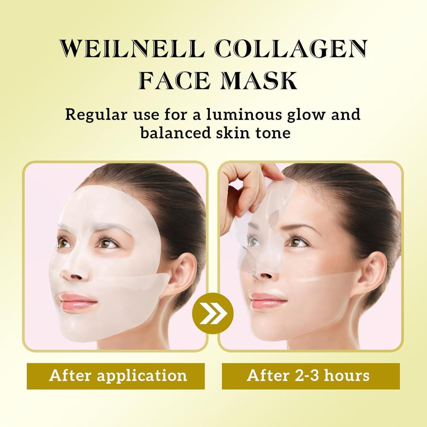 Bio-Collagen Real Deep Anti-Wrinkle Lifting Overnight Mask, Deep Collagen Hydrating Hydrogel Face Mask with Low Molecular Weight Collagen for Pore Minimizing, Lifting, Firming, Moisturizing, 17 Packs