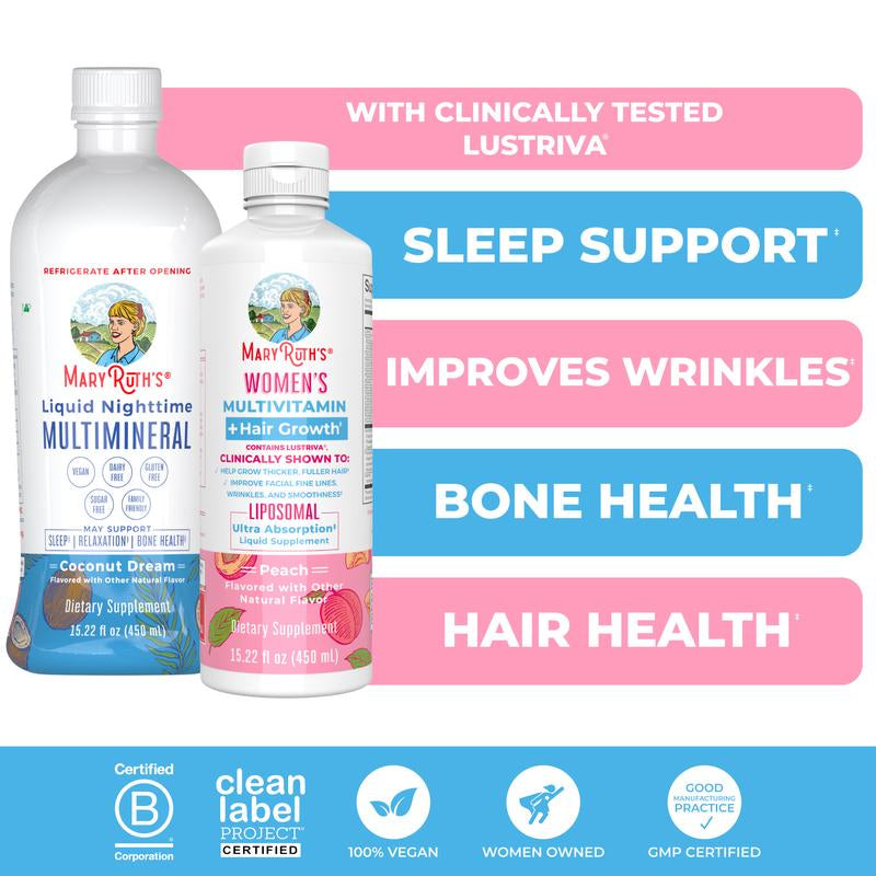 Maryruth'S Hair Growth + Sleep Bundle - Women'S Multivitamin + Hair Growth Liposomal & Liquid Nighttime Multimineral