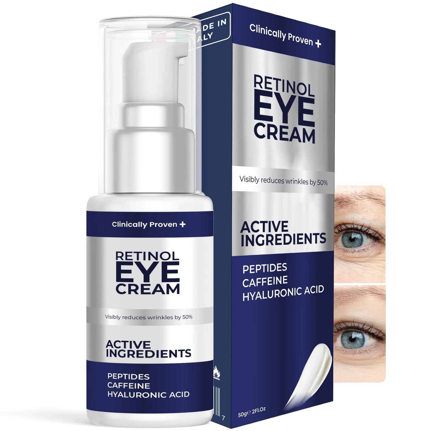 Retinol Eye Cream for Puffiness and Bags under Eyes Hyaluronic Acid Peptide