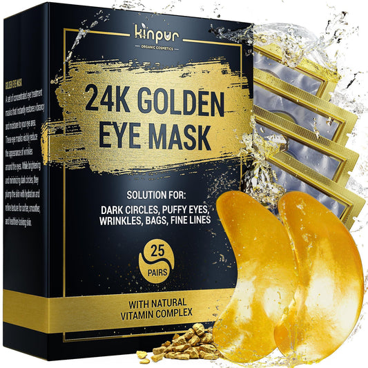 50Pcs 24K Gold under Eye Patches for Dark Circles Puffy Eyes Wrinkles Collagen